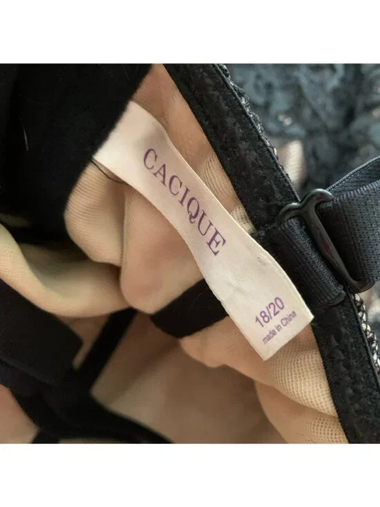 Cacique Black Nude Lace Corset Bustier Floral Tank Top Size 18 20 - Picture 5 of 6